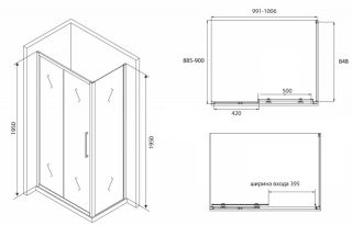 Душевой уголок ABBER Schwarzer Diamant 100x90см AG30100BH-S90B